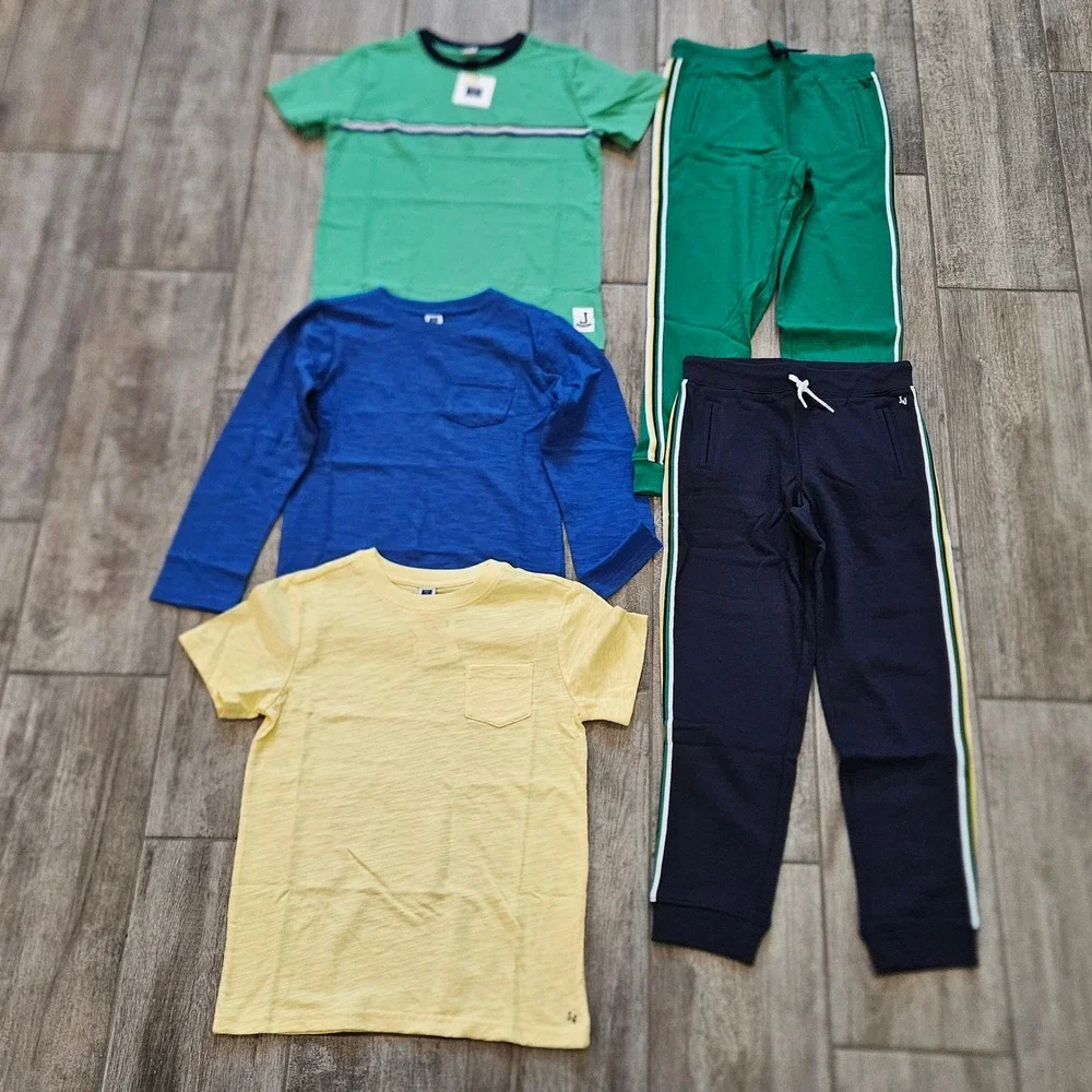 Janie and Jack Clothing Lot of 5 Kids Size 7 Green Blue Yellow NEW Sporty Preppy